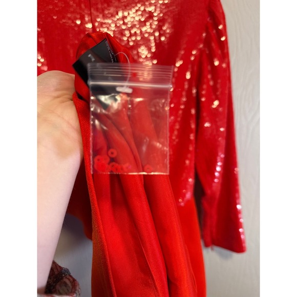 REISS • NWT Cara Mini Red Sequin Cocktail Party Dress Sz US 6 Boat Neck $495 - Picture 14 of 15